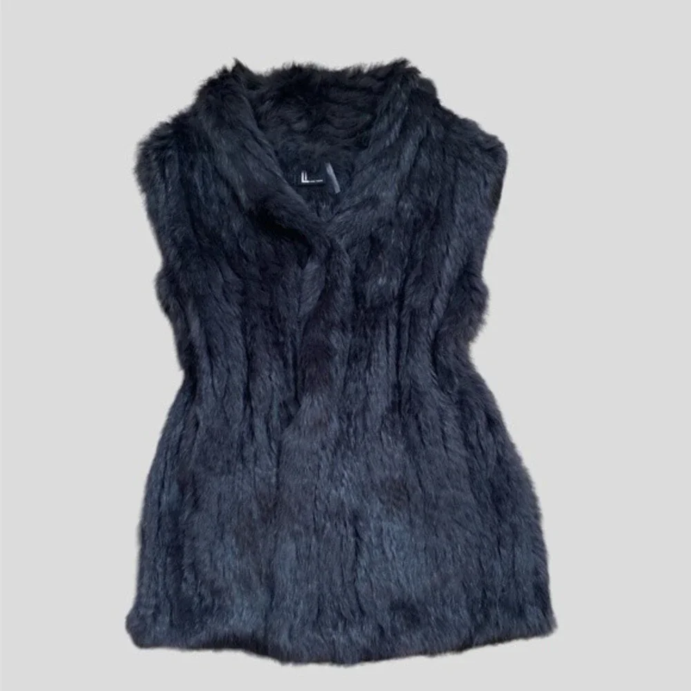 Love Token Genuine Dyed Rabbit Fur Vest In Black - Size S NWOT